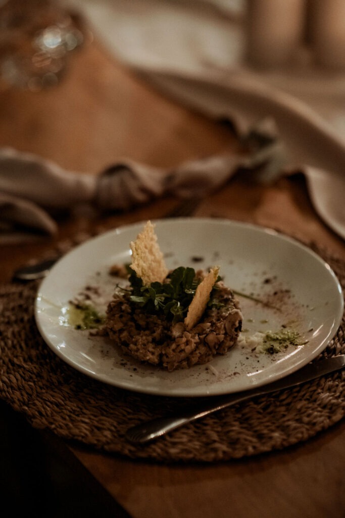 Plate, Table, Food, Wild Mushrooms, Orzotto, Catering, Events , Weddings, Chefs Pantry